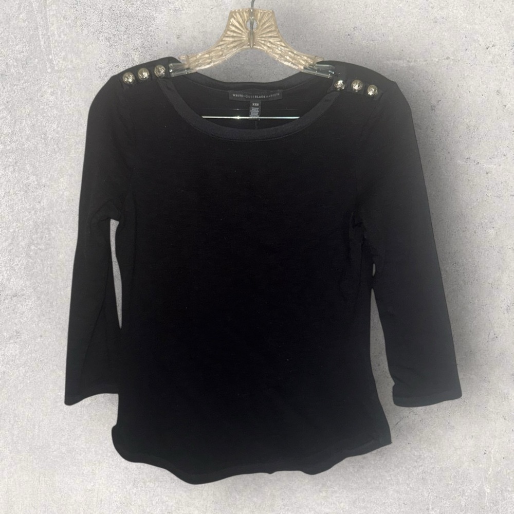 WHBM 3/4 sleeve with button accents on shoulders blouse size XXS